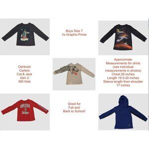 EUC Boys Size 7 Bundle Lot of 5 Long Sleeve L/S graphic T-shirts Back to school